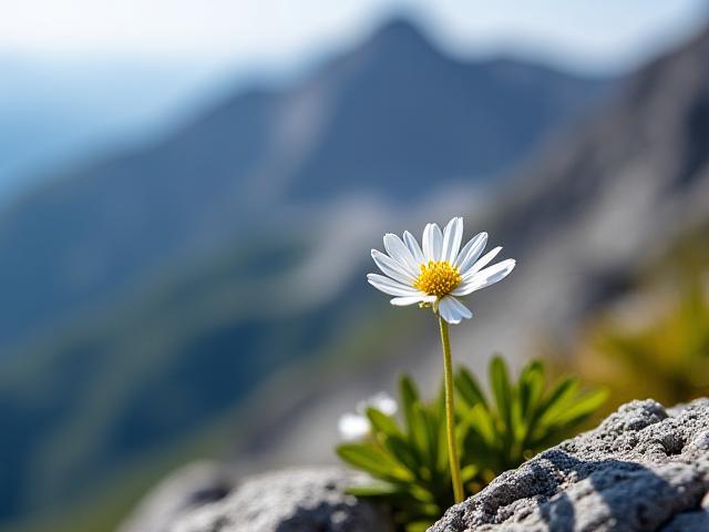 Nahaufnahme eines Edelweiß in den Alpen