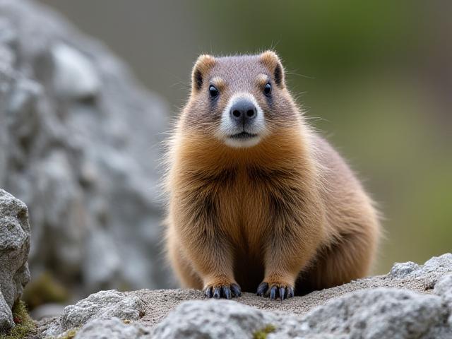 Portrait eines Murmeltiers in den Alpen